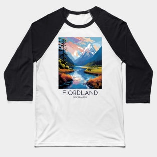 A Pop Art Travel Print of Fiordland National Park - New Zealand Baseball T-Shirt